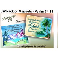 Jw Geschenke/Viele Sind Die Mühen Der Gerechten... Psalm 3419/Magnete 4"x3"/Jw Ministry/Jw.org/Jw Encouragement/Jw Agape von HopesDesignsJW