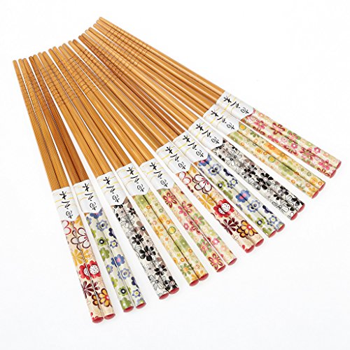 10 Paar Japanische EssstäBchen Chopsticks Wiederverwendbare NatüRliche EssstäBchen 22.5 CM Reiche Blumen C14 von Hopewey