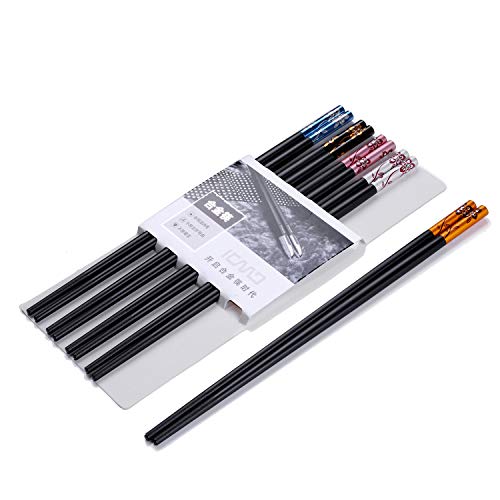 Hopewey 5 Paar Chopsticks Japanische EssstäBchen Wiederverwendbare EssstäBchen Waschbar FüR GeschirrspüLer Geschirr Set Mit LuxuriöSe Schwarz Handgemachte 5 Farben C17 von Hopewey