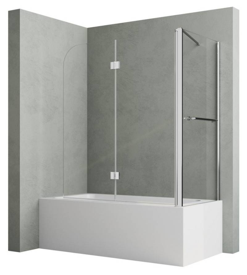 Hopibath Badewannenaufsatz mit seitenwand 80cm 120/110/100 x 80 x140cm Badewannenfaltwand 2teilig, beideseitig Nano+6mm Sicherheitsglas, (Faltwand 120x140/110x140/100x140cm, mit 80cm Seitenglas), mit Handtuchhalter & Stabilisator, Rechts-und Links montierbar von Hopibath