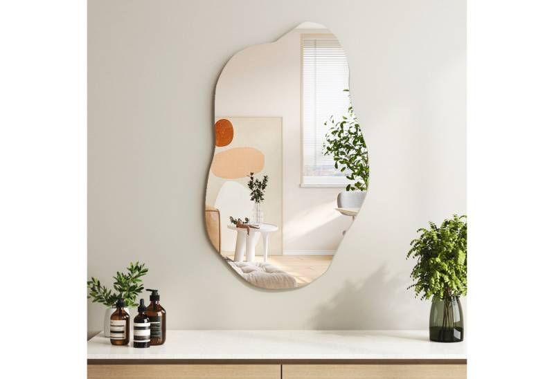 Hopibath Badspiegel Rahmenlos 62x90cm Wolke Wandspiegel Bad Asymmetrisch (Badezimmer Spiegel, ohne Beleuchtung), Modern, Design, Einfache, Elegant von Hopibath