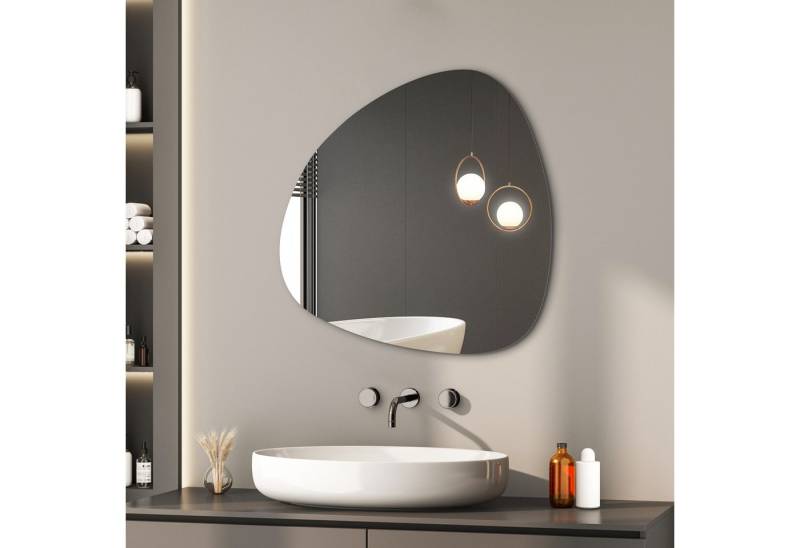 Hopibath Badspiegel ohne Beleuchtung Badezimmerspiegel Rahmenlos (Design Spiegel Asymmetrisch, 1-St., Steinform, 80x80cm, 60x60cm), für Schminktisch Schlafzimmer Wohnzimmer Flur Hotel von Hopibath