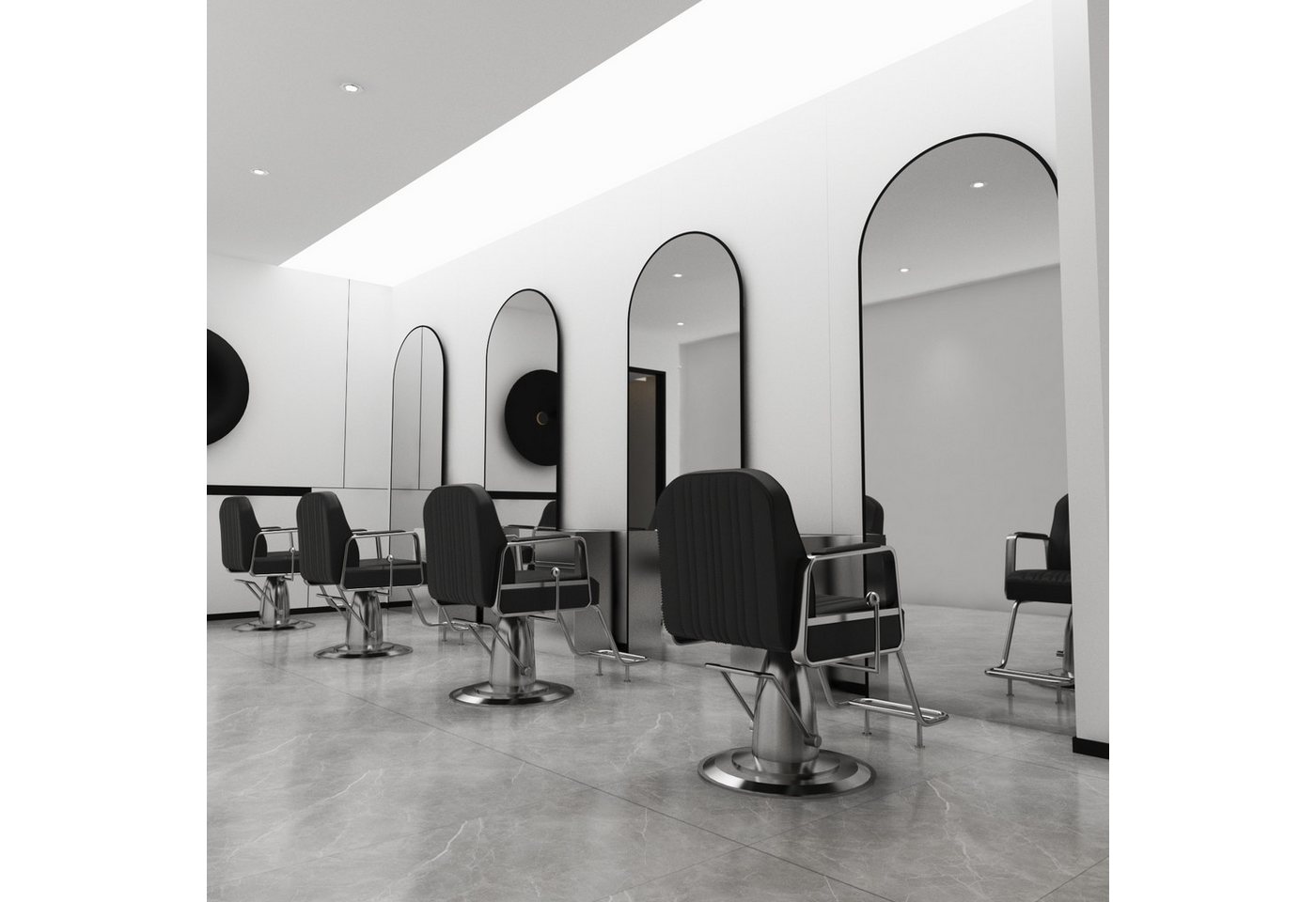 Hopibath Dekospiegel groß 180x80cm Ganzkörperspiegel für Friseurladen Friseursalon Hotel (Wandspiegel Schwarz, 1-St., Oval), 5mm HD Glas mit 20mm Alurahmen, 2Installation von Hopibath