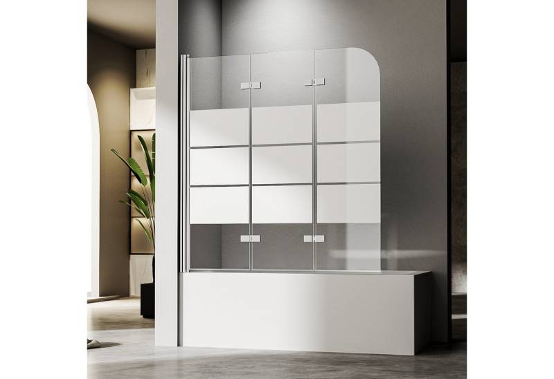 Hopibath Duschwand für badewanne faltbar Badewannenaufsatz milchglas, 6mm Sicherheitsglas, (3 teilig, 180° schwenkbar), 160x140, 150x140, 140x140, 130x140, 120x140cm von Hopibath