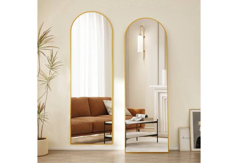 Hopibath Ganzkörperspiegel Wand Gold 150x50 (Standspiegel Hängespiegel groß, Oval), für Hotel Flur Garderobe Schlafzimmer Wohnzimmer von Hopibath