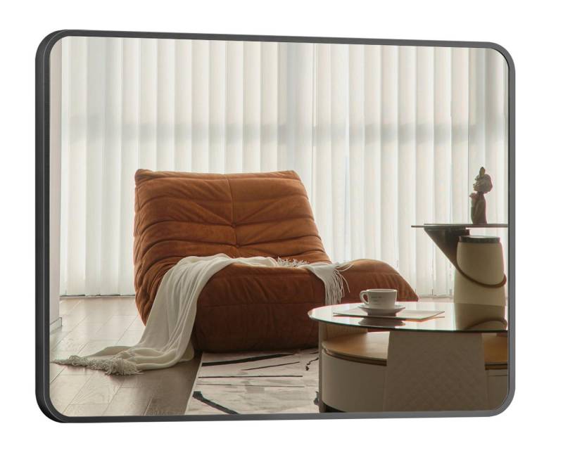Hopibath Spiegel Flur Rechteckig Flurspiegel Wandspiegel Schwarz (Hängespiegel, 5mm HD Spiegel, Alurahmen), für Bad Schlafzimmer Wohnzimmer Garderobe Hotel von Hopibath