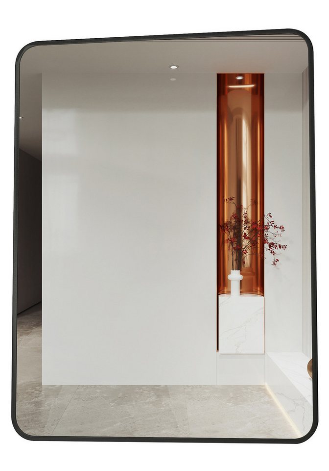 Hopibath Spiegel Schwarz für Garderobe Flur Schlafzimmer Wohnzimmer Hotel (Rechteckig, 40-180cm), 5mm HD Spiegel mit Alurahmen, 4 Installationsmethoden von Hopibath
