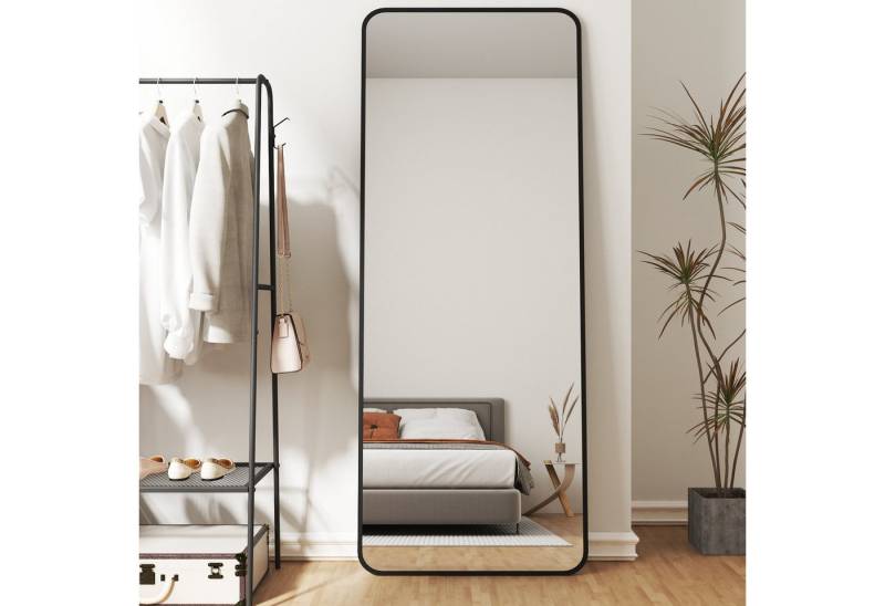 Hopibath Spiegel groß für Wohnzimmer Schlafzimmer Flur Garderobe Hotel (Ganzkörperspiegel Schwarz Rechteckig, Weiß Oval, 180x80, 150x50, 160x40, 140x40), Alurahmen, 4 Installationsmethoden von Hopibath