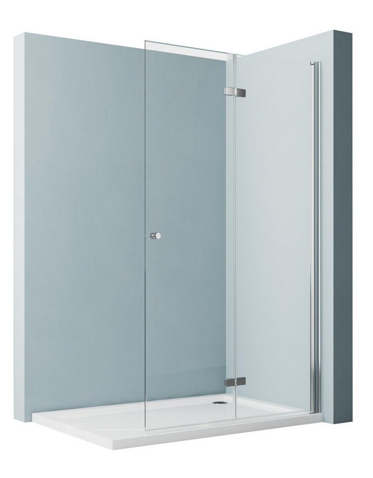 Hopibath Walk-in-Dusche Duschabtrennung faltbar Duschwand für Dusche, Sicherheitsglas, (Duschtrennwand, 180° faltbar), mit 10mm Verstellbereich von Hopibath