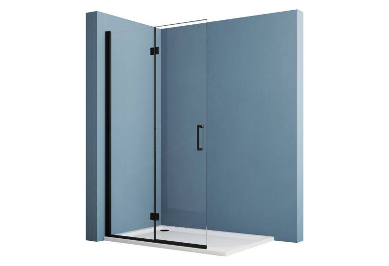 Hopibath Walk-in-Dusche faltbar Schiebetür Duschabtrennung Schwarz Rahmenlos, Sicherheitsglas, (Duschtrennwand, Glaswand), mit Duschdichtung von Hopibath