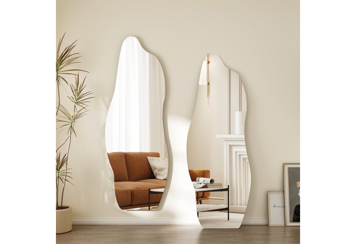 Hopibath Wandspiegel Ganzkörper 165x60cm Ganzkörperspiegel ohne Rahmen (Flurspiegel Dekospiegel modern, 1-St., Rahmenlos, Asymmetrisch), für Garderobe & Flur, Wohnzimmer, Schlafzimmer von Hopibath