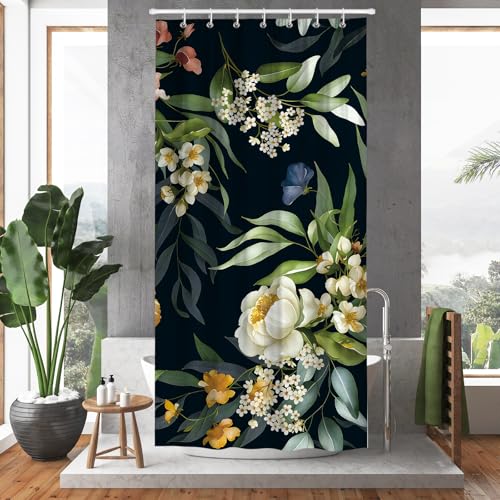 Hopomoon Artistic Floral Duschvorhang - Handgemalt Stil Badezimmer Dekor Wasserdicht Polyester Stoff 180x90cm Schwarz Vintage Design mit Natur inspiriertem Muster Hopomoon Artistic Floral Duschvorhang - Handgemalt Stil Badezimmer Dekor Wasserdicht Polyester Stoff 180x90cm Schwarz Vintage Design mit Natur inspiriertem Muster von Hopomoon