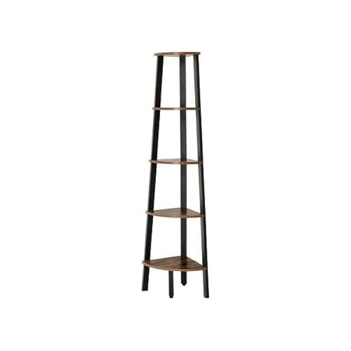 Hoppa! | Eckschrank | 5 Ebenen - Braun/Schwarz - Metall - 34 x 34 x 159 cm von Hoppa!