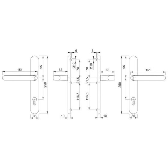 HOPPE® - Drückergarnitur Luxembourg 1500/3357N, LS,PZ92/8,F9016,TS 72-77 von Hoppe