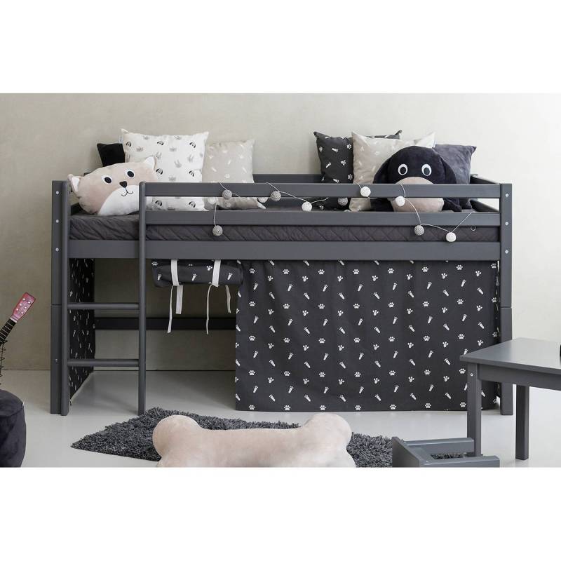 home24 Halbhochbett I 90 x 200cm Grau/Schwarz mit Leiter von home24