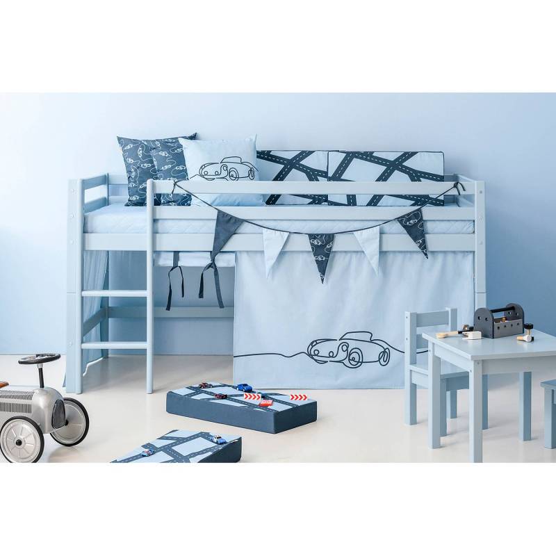 home24 Halbhochbett I 90 x 200cm Blau/Hellblau mit Leiter von home24