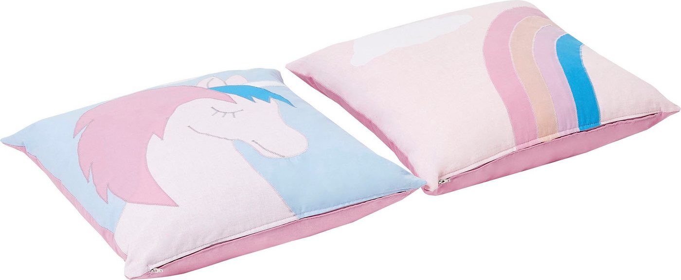 Hoppekids Dekokissen «Einhorn», Zierkissen 50x50 für Kinderbett 2 St. von Hoppekids