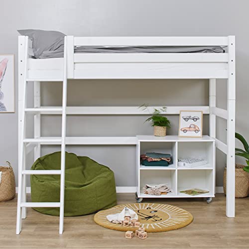 Hoppekids ECO Luxury Hochbett 90x200cm mit schräger Leiter, Weiß von Hoppekids