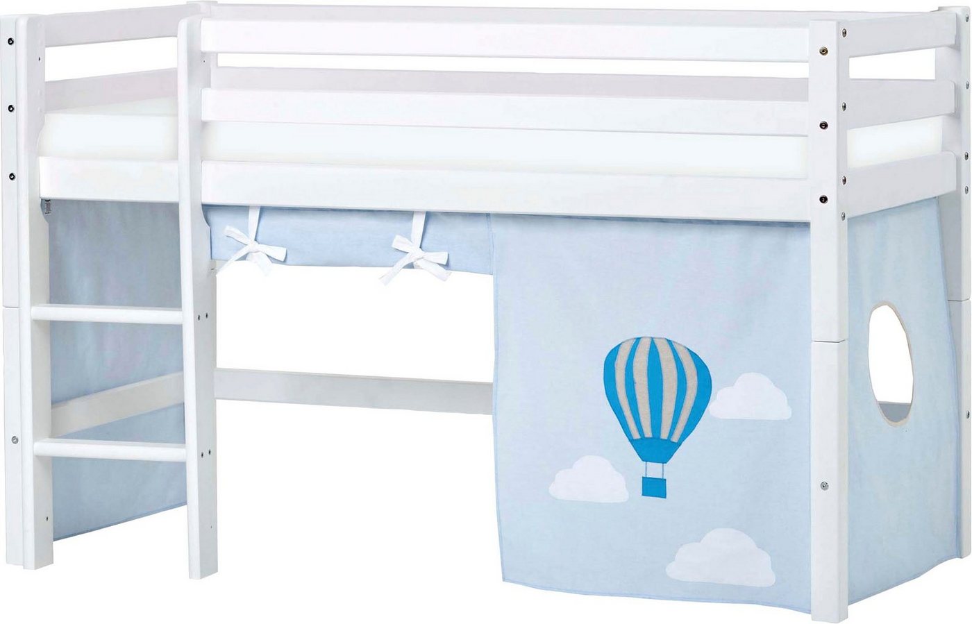 Hoppekids Hochbett «Ballon» mit Matratze & Vorhang, umbaubar, 4Stile von Hoppekids