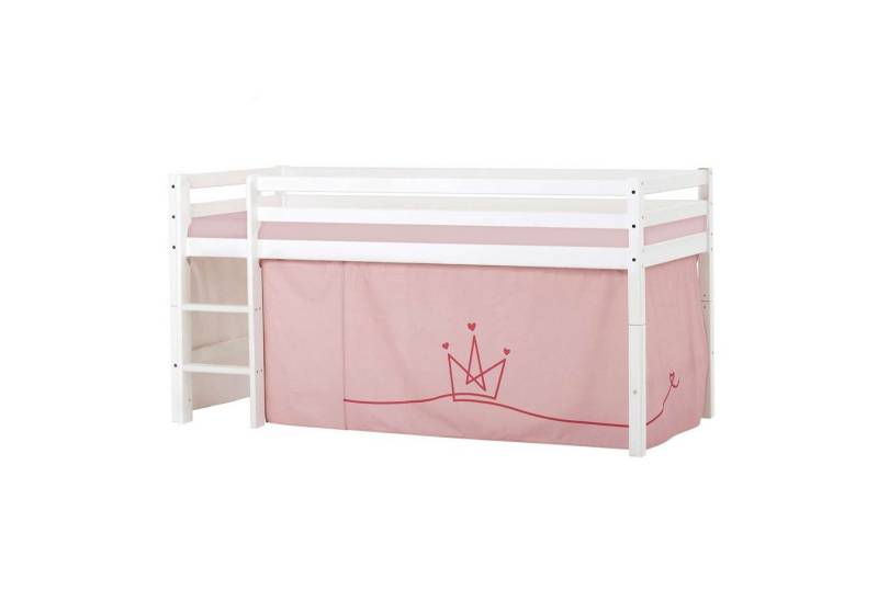 Hoppekids Hochbett ECO Dream, Kinderbett, Spielbett, Halbhohes Bett aus Massivholz inkl. Vorhang-Set Prinzessin Rosa, Bettgröße & Matratze wählbar von Hoppekids