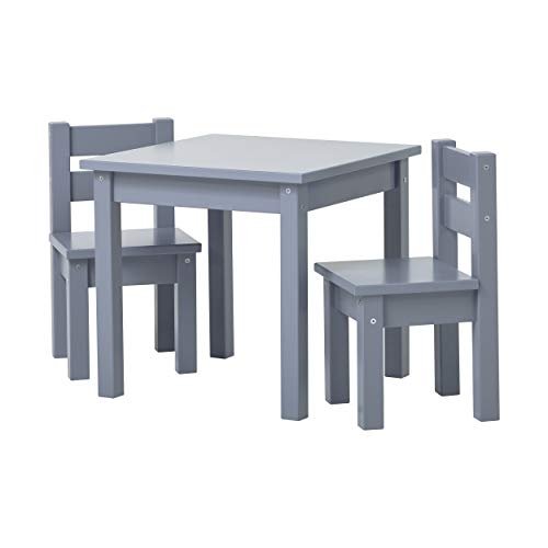 Hoppekids Mads Kinderstuhl und Kindertisch, Teil massiv, Grau, 50 x 47 x 50 cm von Hoppekids