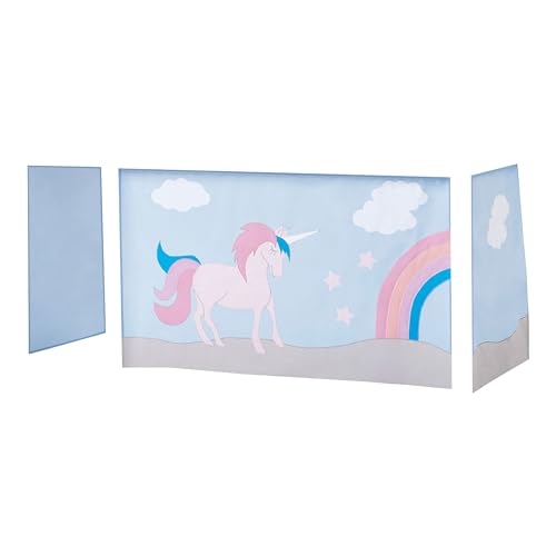 Hoppekids Magischer Einhorn-Abenteuer Handgefertigter Halbhochbettvorhang (70x160cm) inkl. Draht-Set und Haken für Kinderzimmer von Hoppekids