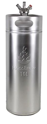 Hopsbrew Mini 304 Edelstahl Keg Growler (10L Standard Silber mit Speer) von Hopsbrew
