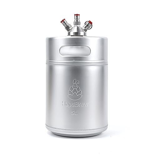 Mini 304 Edelstahl Keg Growler (5L Standard Silber mit Speer) von Hopsbrew