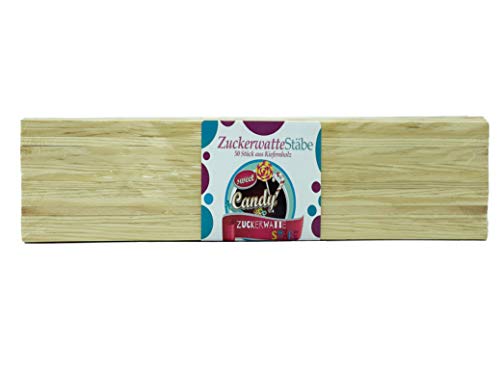 50 Zuckerwatte Stäbe für Zuckerwattemaschine | 30 cm aus natürlichem Kiefernholz Bruchsicher und Stabil von Hopser Food Fun