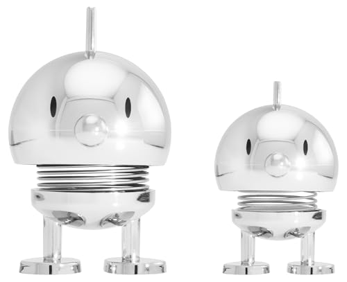 Hoptimist Bumble Set Wackelfigur & Glücksbringer, Skandinavische Deko Figuren für Wohnzimmer, Schreibtisch, Büro, Bürodeko & Lustige Kleine Geschenke, X-Small/Small, Chrome von Hoptimist