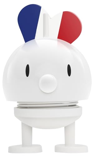 Hoptimist Love Bumble France Klein (S), Wackelfigur & Glücksbringer, Skandinavische Deko für Wohnzimmer, Schreibtisch, Schlafzimmer, Büro Gadget, 4,5 x 5,8 x 8,7 cm, Weiß von Hoptimist