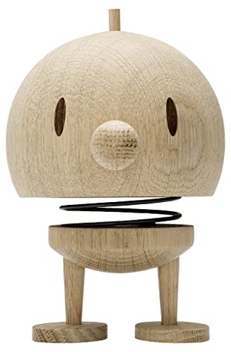 Hoptimist Bumble, Holzdeko, Wackelfigur aus Holz, Deko Skandinavisch, Deko Wohnzimmer, Schreibtisch Deko, Büro Gadgets, Tolle Kleine Geschenke, 10 x 10 x 15 cm, Large, Raw Oak von Hoptimist