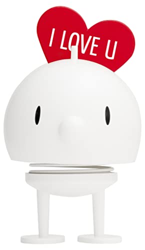 Hoptimist Love Bumble, Wackelfigur & Glücksbringer, Skandinavische Deko für Wohnzimmer, Schreibtisch, Schlafzimmer, Büro Gadget, 7,5 x 8,5 x 12 cm, Weiß von Hoptimist