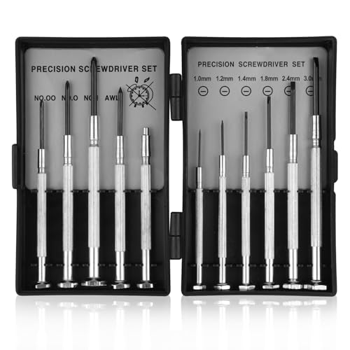 11 in 1 Feinmechaniker Schraubendreher Set,Mini Schraubenzieher Set,Uhrmacherwerkzeug Set,Schraubendreher Set Klein für Uhren Brillen Computer Reparatur von Hopton