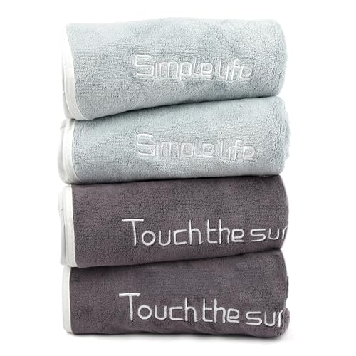 4 Stück Fitness Handtuch, Sporthandtuch Fitnessstudio, Schnelltrocknend Gym Handtucher, 4 Farben Mikrofaser Handtuch Gym, Sport Towels für Schwimmen Yoga Fitnessstudio, 35 x 75cm (Dunkelgrau Hellgrau) von Hopton