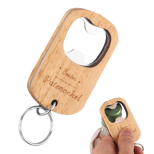 Flaschenöffner Bester Patenonkel,Flaschenöffner Holz,Bieröffner mit Gravur,Patenonkel Geschenk,Flaschenöffner Personalisiert Schlüsselbund für Männer Geschenke von Hopton