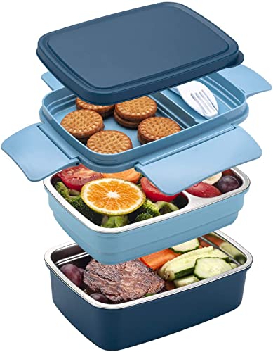 Hoqque Brotdose Lunchbox Kinder mit Fächern Bento Box Erwachsene Brotbox Essensbox Kindergarten Jausenbox Lunch Box Brotdosen Vesperbox Brotzeitbox Vesperdose mit unterteilung Frühstücksbox Bentobox von Hoqque