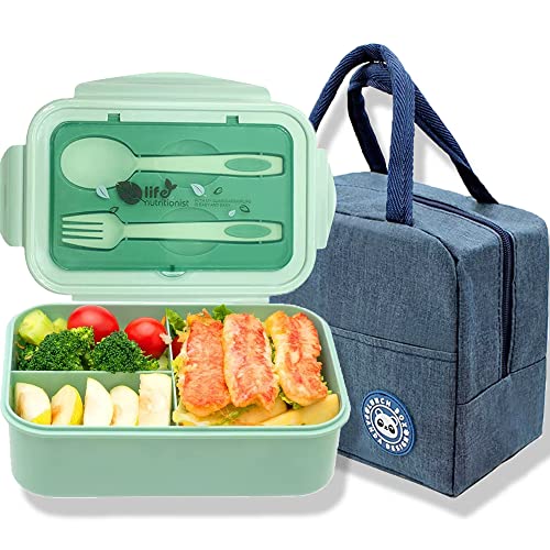 Hoqque Brotdose Lunchbox Kinder mit Fächern Bento Box Erwachsene Brotbox Essensbox Kindergarten Jausenbox Lunch Box Brotdosen Vesperbox Brotzeitbox Vesperdose mit unterteilung Frühstücksbox Tasche von Hoqque