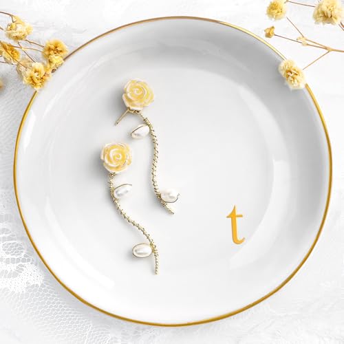 Schmuckschale Schmuck Tablett Schlüsselschale Schminktisch Zubehör Schreibtisch Deko Schale Rund Schmucktablett Dekoschale Decoration Aesthetic Teenager Mädchen Geschenke Tante Geschenk Tochter Gift von Hoqque