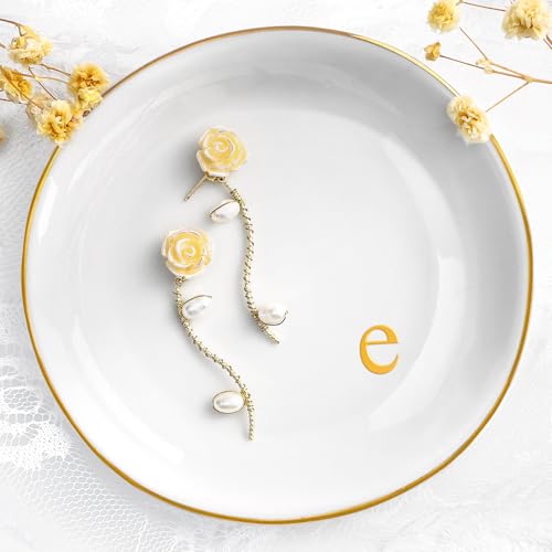 Schmuckschale Schmuck Tablett Schlüsselschale Schminktisch Zubehör Schreibtisch Deko Schale Schmucktablett Dekoschale Dekoschalen Tischdeko Tray Decoration Aesthetic Geschenke Entspannung Geschenk von Hoqque