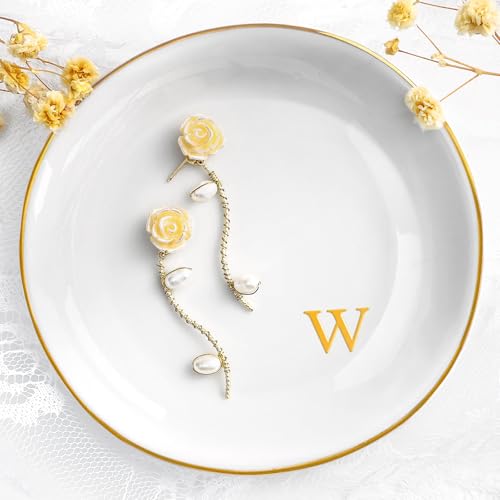 Schmuckschale Schmuck Tablett Schlüsselschale Schminktisch Zubehör Schreibtisch Deko Schale Tray Rund Schmucktablett Dekoschale Frauen Weihnachten Geschenke von Hoqque