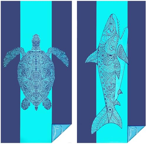 Strandtuch Mikrofaser Badetuch Groß 2 Set Strand XXL Strandhandtuch Saunahandtuch Strandtücher Sandfrei Saunatuch Microfaser Handtuch Beach Towel Kinder Urlaub Zubehör Schnelltrocknend Strandlaken von Hoqque