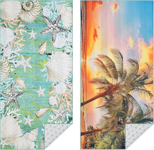 Strandtuch Mikrofaser Strandhandtuch Strand Zubehör Groß 180x80 Saunahandtuch XXL Strandtücher Sandfrei Saunatuch Microfaser Handtuch Beach Towel Schnelltrocknend Urlaub Must Have Strandlaken 2 Set von Hoqque