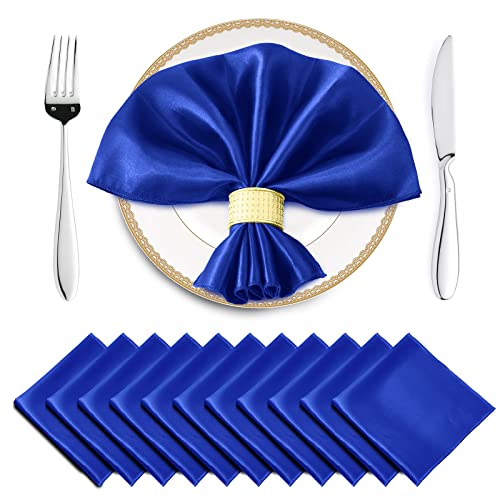 Horbaunal 16 Stück königsblaue Satin-Servietten, 50,8 x 50,8 cm, quadratische weiche Tischservietten, seidige Stoffservietten, Tischdekoration für Hochzeiten, Bankette, Partys von Horbaunal