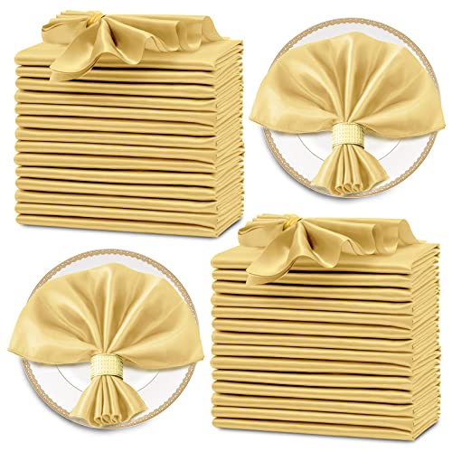 Horbaunal 30 Stück goldene Satin-Servietten, 50,8 x 50,8 cm, quadratische weiche Tischservietten, seidige Stoffservietten, Tischdekoration für Hochzeiten, Bankette, Partys von Horbaunal