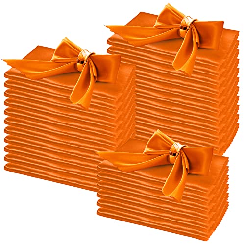 Horbaunal Satin-Servietten, 50,8 x 50,8 cm, übergroße Servietten mit Blumenrändern, weiche Stoffservietten für Partys, Hochzeiten, Veranstaltungen, Orange, 100 Stück von Horbaunal