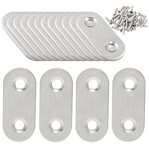 Hordion 16 Stück gerade Klammern, flache Klammern, 37 mm, Metall-Reparaturplatte aus Edelstahl, Reparaturhalterung mit Schrauben für Holzmöbel Hordion 16 Stück gerade Klammern, flache Klammern, 37 mm, Metall-Reparaturplatte aus Edelstahl, Reparaturhalterung mit Schrauben für Holzmöbel von Hordion
