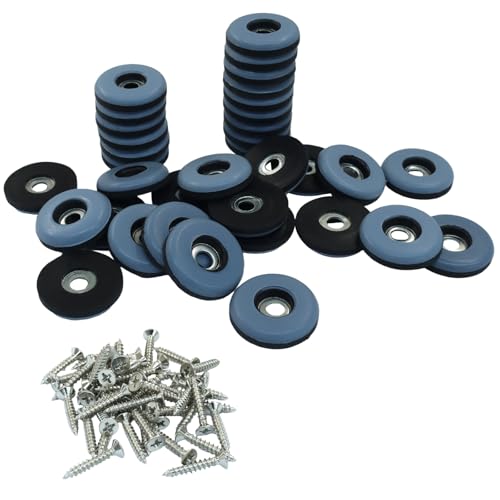 Hordion Teflon-Möbelgleiter mit 48 Schrauben, 25 mm, runde Stuhlgleiter mit 48 Schrauben, für Teppichfliesen, Hartholzböden, Graublau, 48 Stück von Hordion