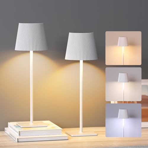 Horett Paquete de 2 lámparas de mesa LED modernas con control táctil, luz nocturna regulable con 3 temperaturas de color para sala de estar von Horett