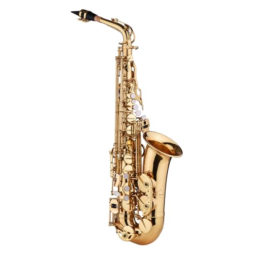 Saxophon Sax Eb Be Alto E Flat Messing Geschnitztes Muster auf der Oberfläche Kunststoff Mundstück Exquisite mit Handschuhen Reinigungstuch Bürstenriemen von Horett